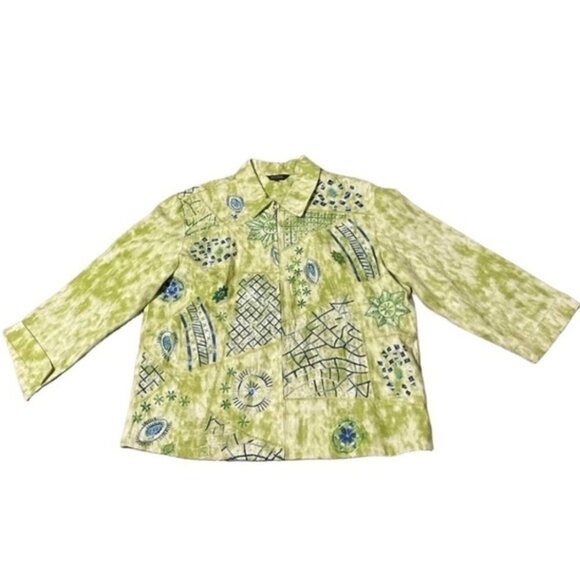 Attitude 12/14 Artsy Embroidered Jacket Hippie Boho 70s Tie Dye Clowncore Style - Picture 1 of 9